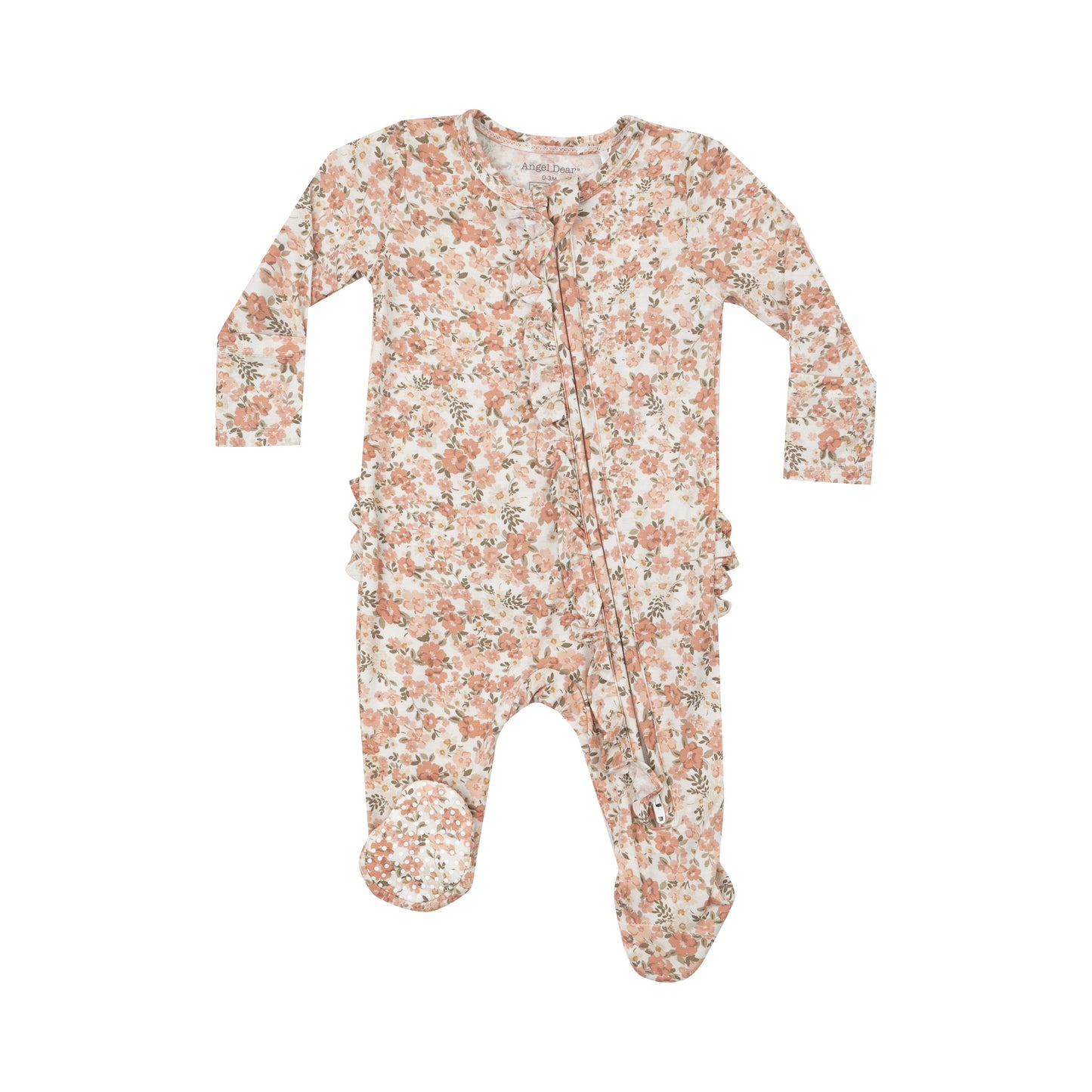 Pink Roses 2 Way Ruffle Zipper Footie