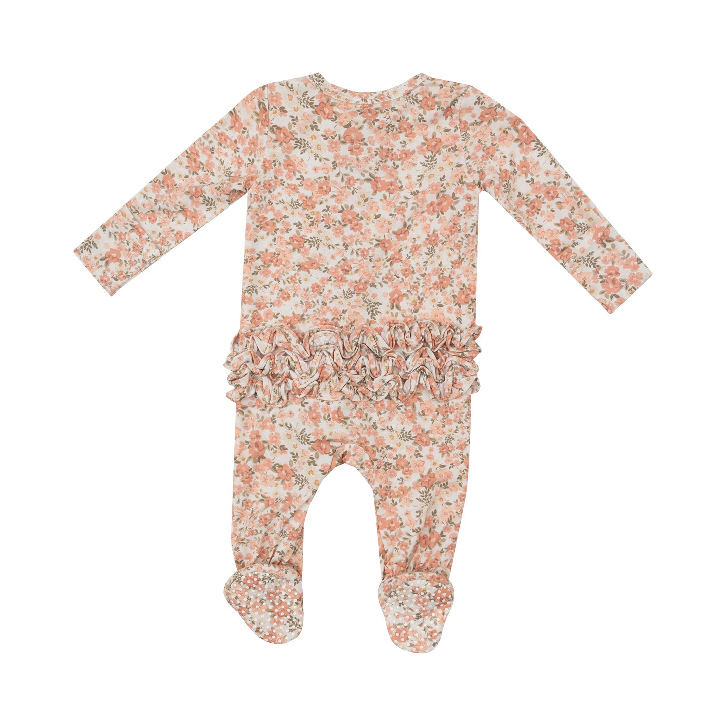 Pink Roses 2 Way Ruffle Zipper Footie