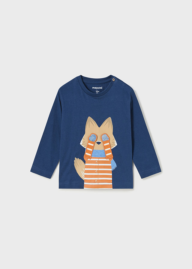 Navy Fox Long Sleeve T-Shirt