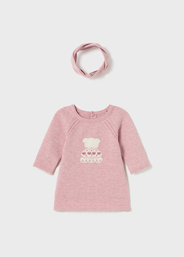Rose Pink Knit Dress with Headband