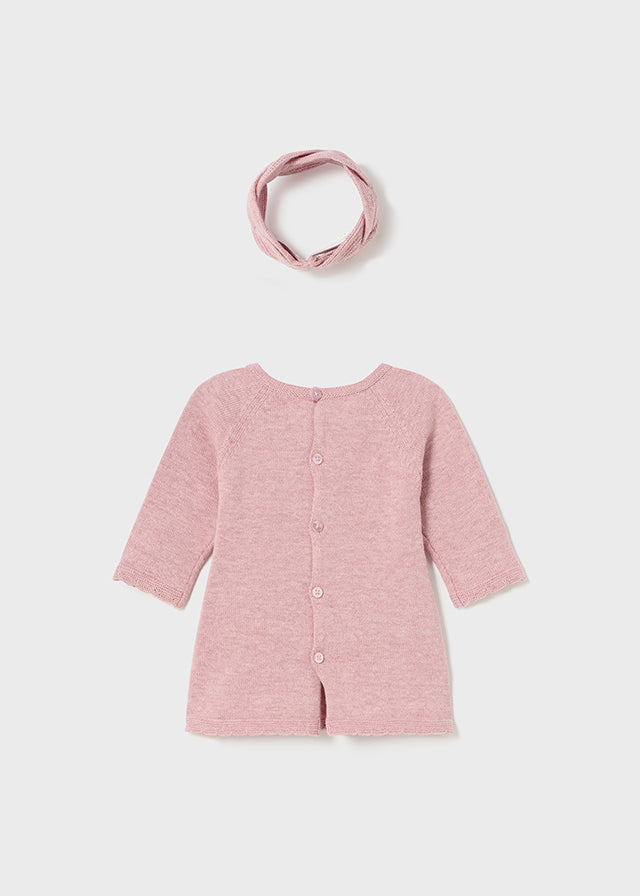 Rose Pink Knit Dress with Headband