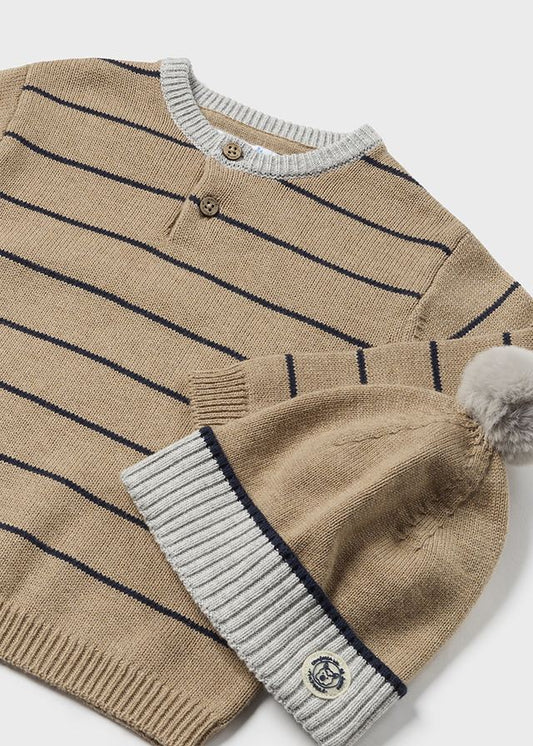 Infant's Striped Sweater with Hat
