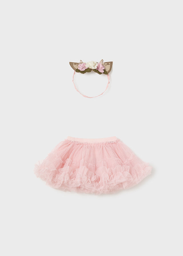 Newborn Tulle Skirt with Floral Headband