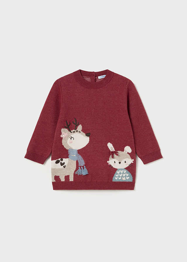 Baby Girl Animal Motif Knit Dress
