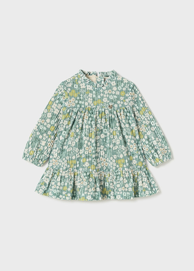 Baby Girl Floral Sage Velvet Dress
