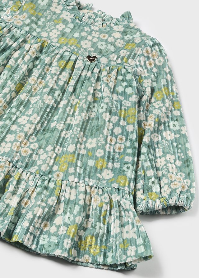 Baby Girl Floral Sage Velvet Dress