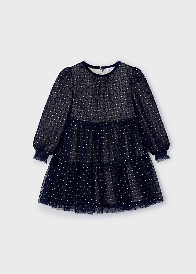 Girls Navy Blue Tulle Dress