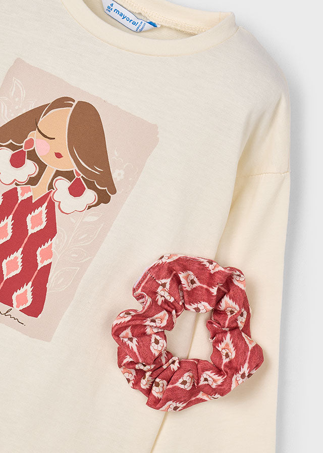 Girl Graphic L/s Shirt and Scrunchy