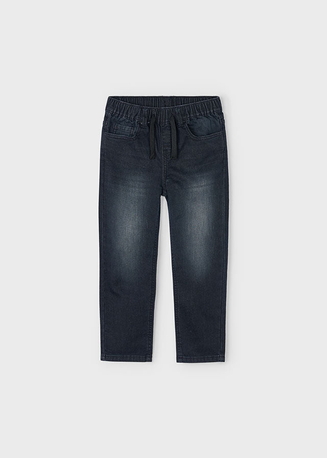 Boys Black Denim Joggers