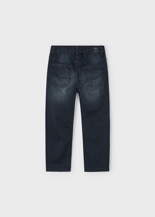 Boys Black Denim Joggers