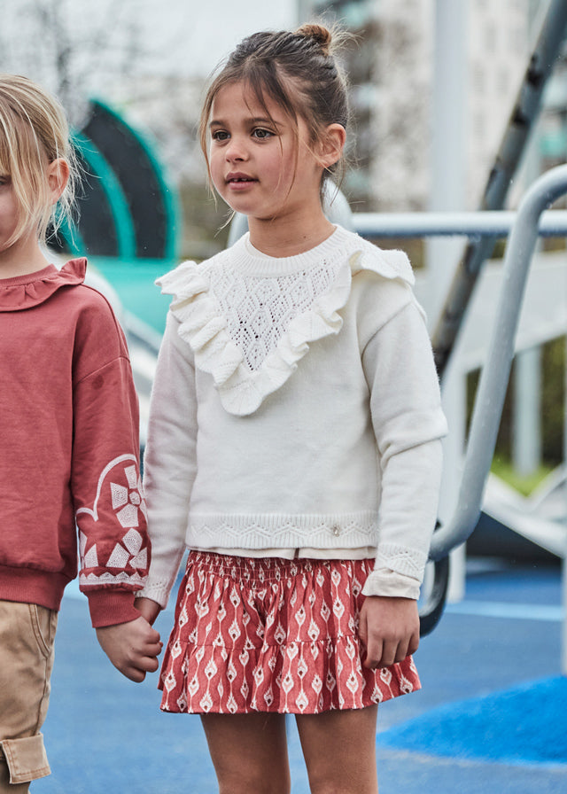Girls Red Patterned Skirt