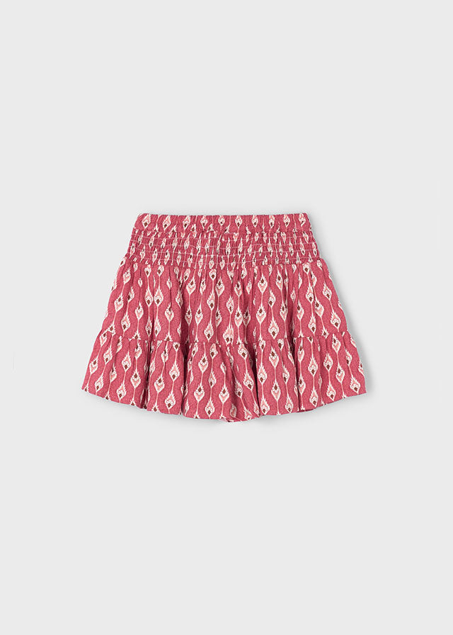 Girls Red Patterned Skirt