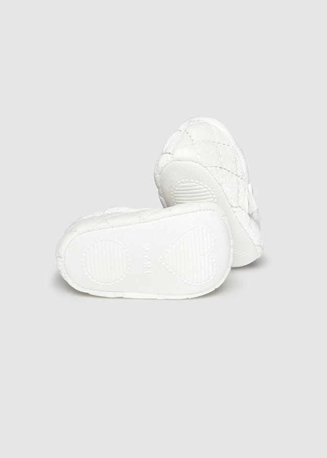 Newborn Girl Velvet White Shoes