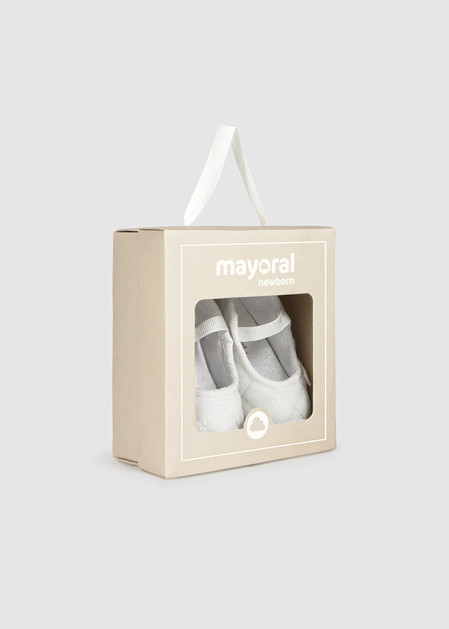 Newborn Girl Velvet White Shoes