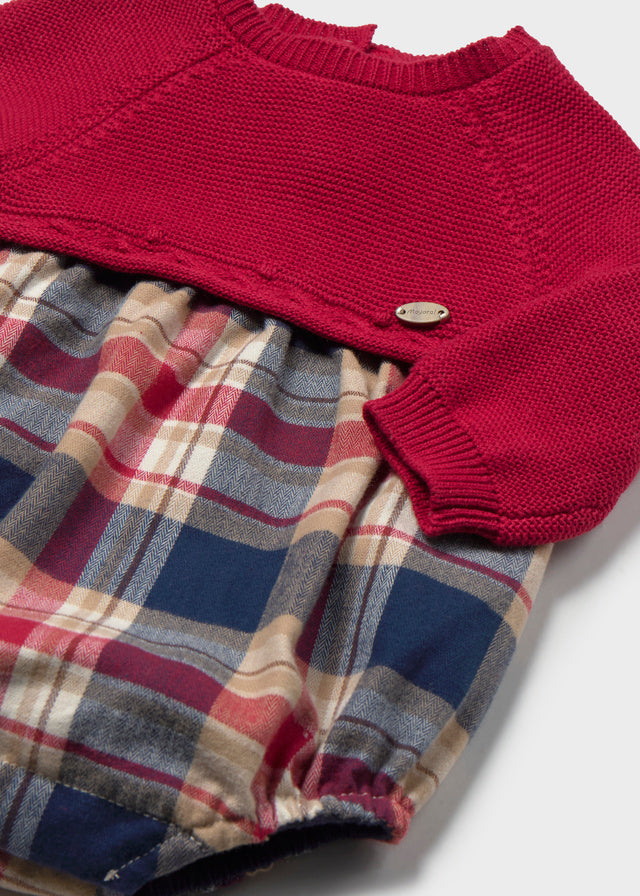 NB Girl Plaid Knit Bodysuit Set