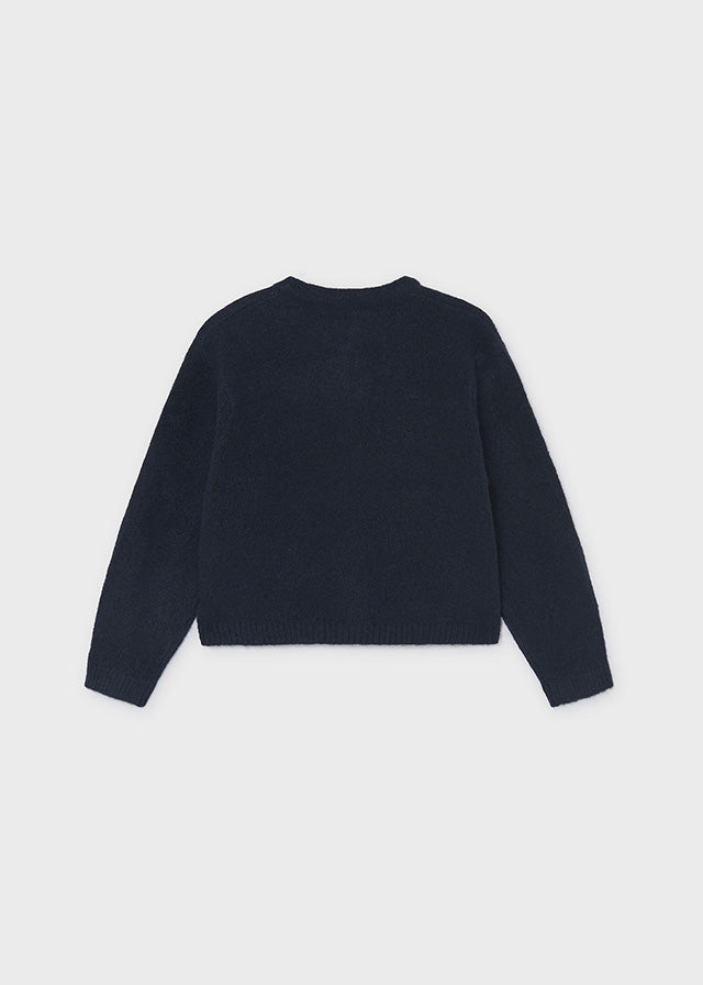 Girl Navy Knit Cardigan