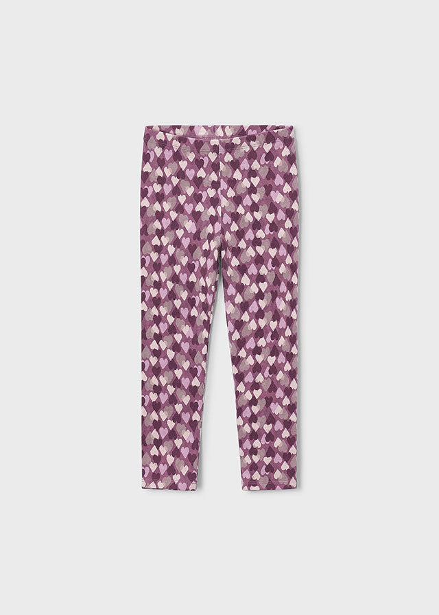 Girls Violet Knit Printed Leggings