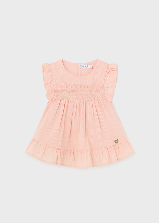Baby Pink Smocked Ruffle Top