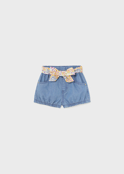 Baby Girl Floral Belted Shorts