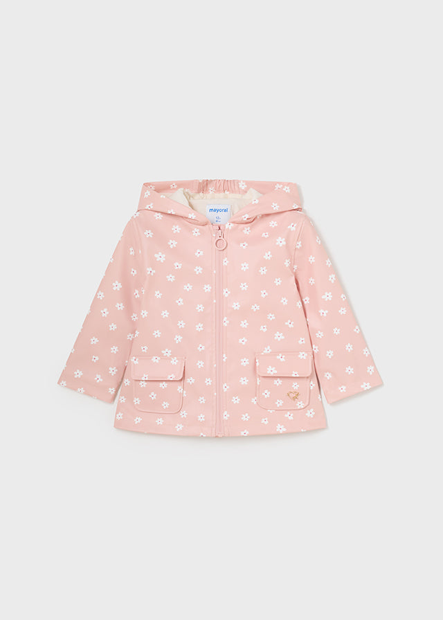 Pink Flower Printed Rain Jacket