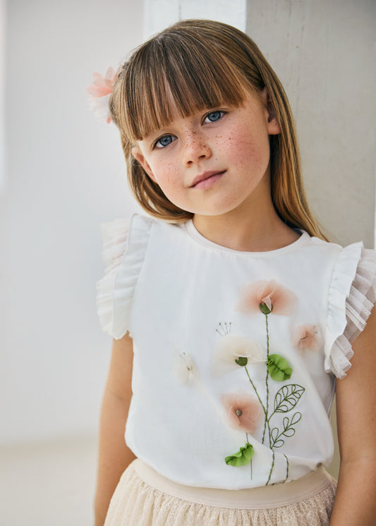 Girls Embroidered Flower Shirt