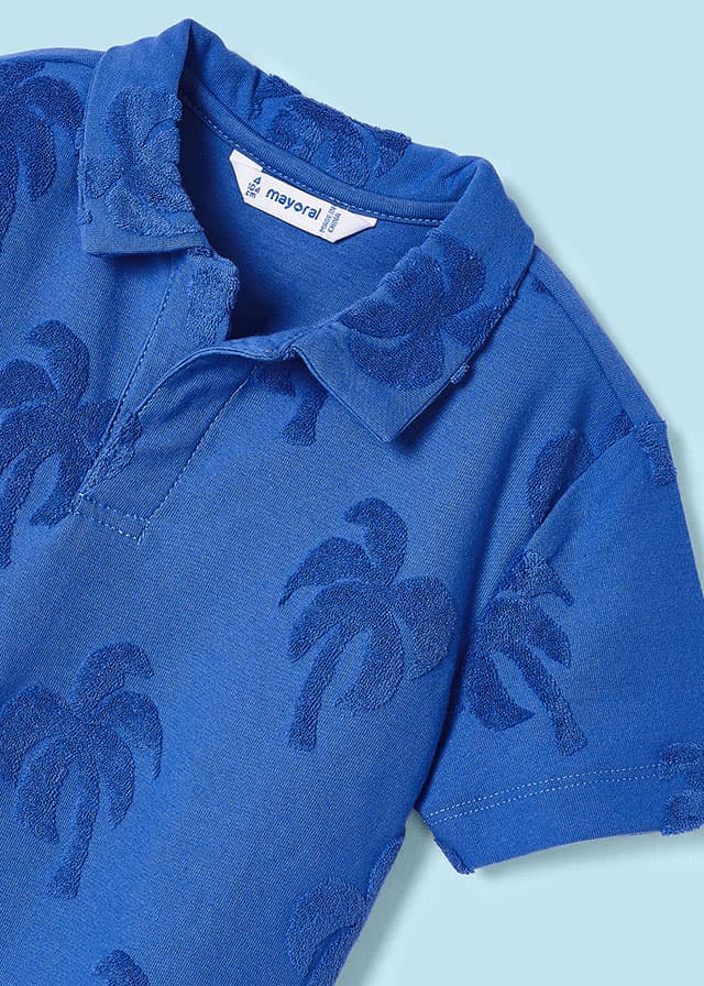Blue Palm Tree Polo Shirt
