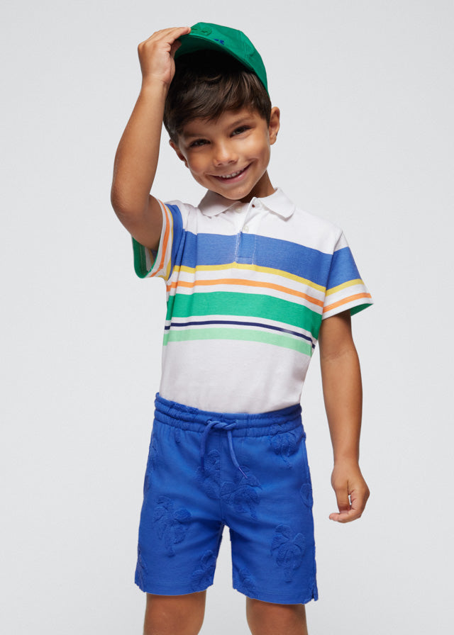 Boys Blue Palm Tree Gathered Shorts