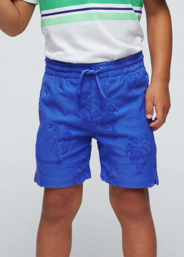 Boys Blue Palm Tree Gathered Shorts