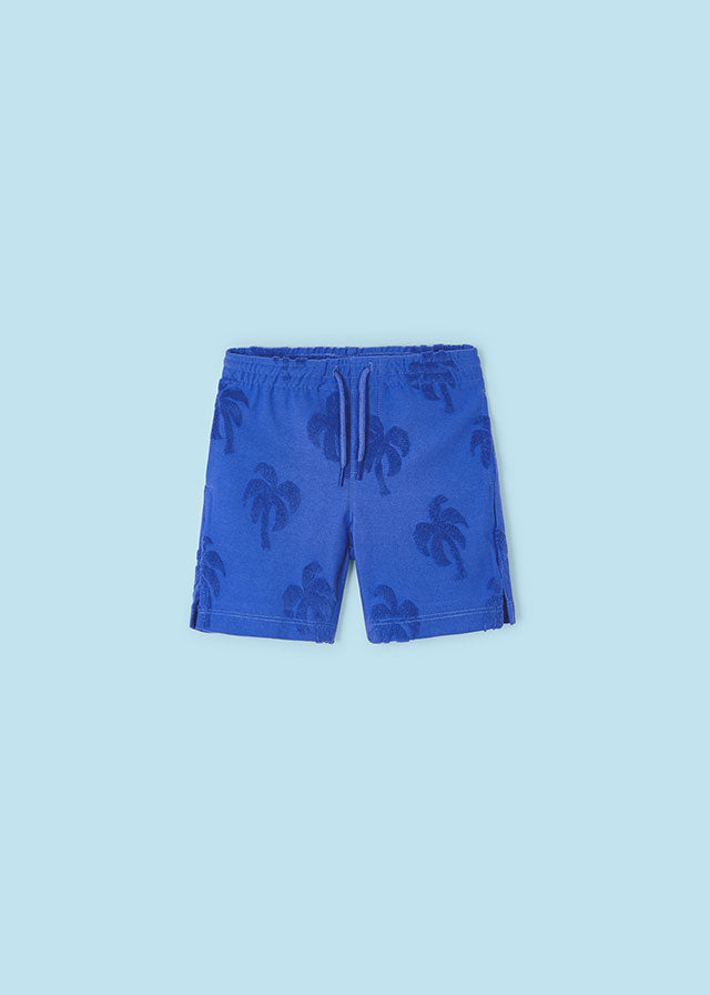 Boys Blue Palm Tree Gathered Shorts