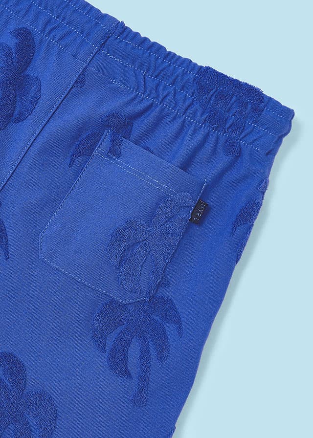 Boys Blue Palm Tree Gathered Shorts