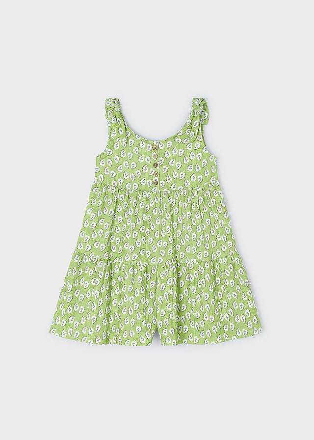 Girls Green Leaf Printed Romper
