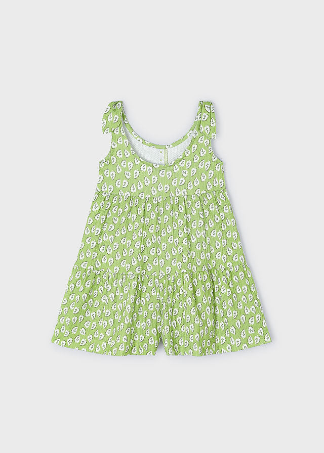 Girls Green Leaf Printed Romper