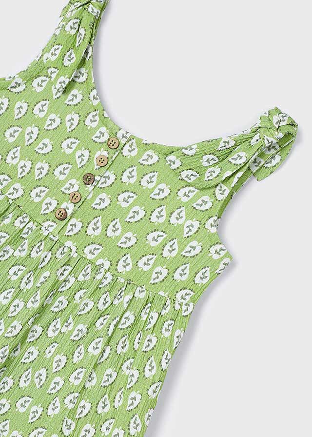 Girls Green Leaf Printed Romper