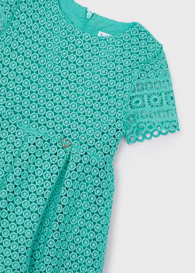 Teal Guipure Formal Dress