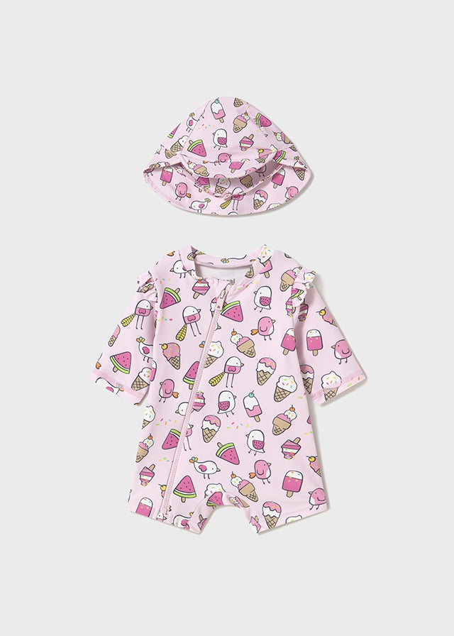 Newborn Bathing bodysuit w/ hat