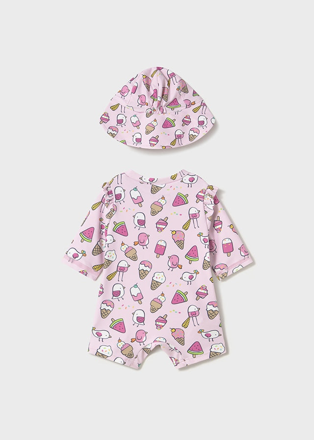 Newborn Bathing bodysuit w/ hat