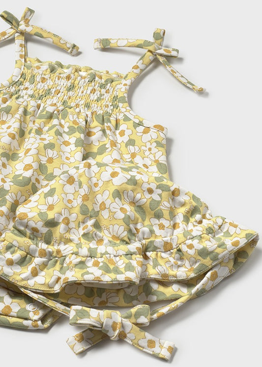 NB Girl Floral Dungaree w/Hat