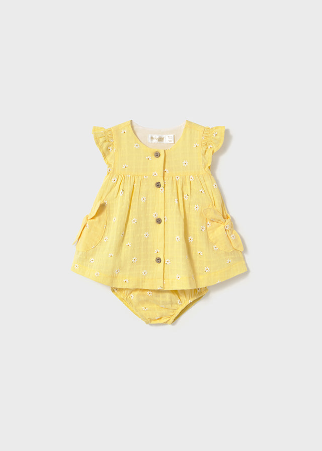 NB Girl Button Dress w/Bloomers