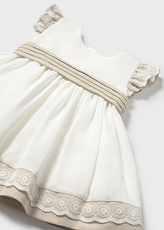 white linen baby dress White Linen Baby Girl Dress: Newborn Outfit, Baptism Gown