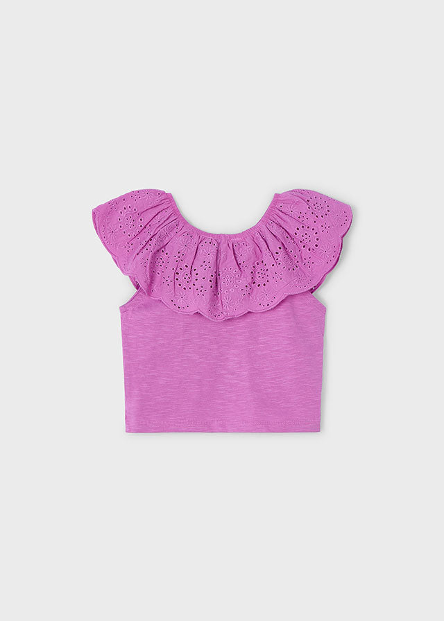Girl Eyelet Ruffle T-shirt