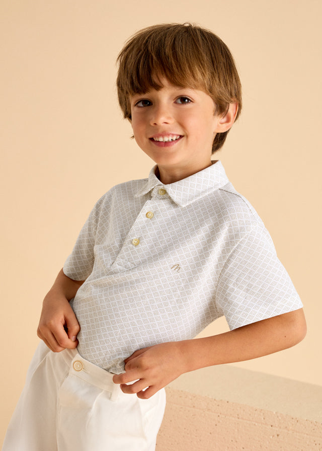 Boys Geometric Print Polo Shirt