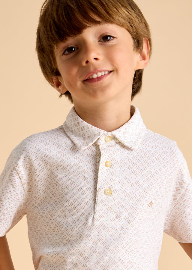 Boys Geometric Print Polo Shirt