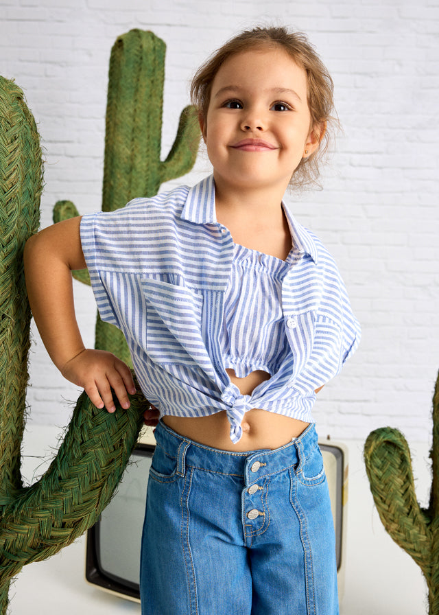 Girls Striped Blouse with Overshirt