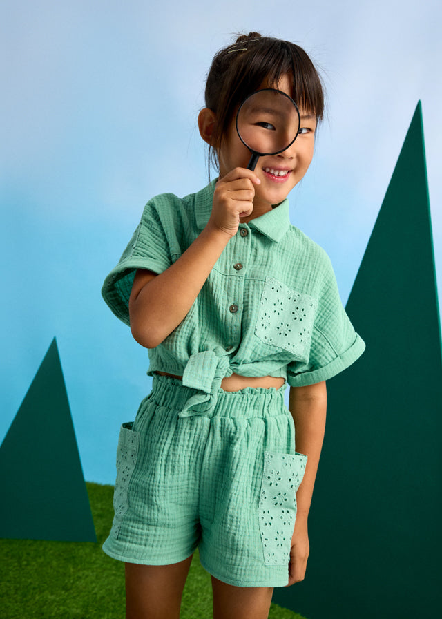 Girls Eyelet Shorts and Blouse Set