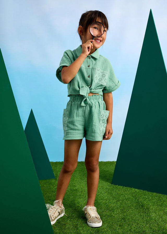 Girls Eyelet Shorts and Blouse Set