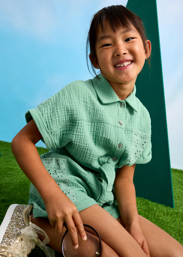 Girls Eyelet Shorts and Blouse Set