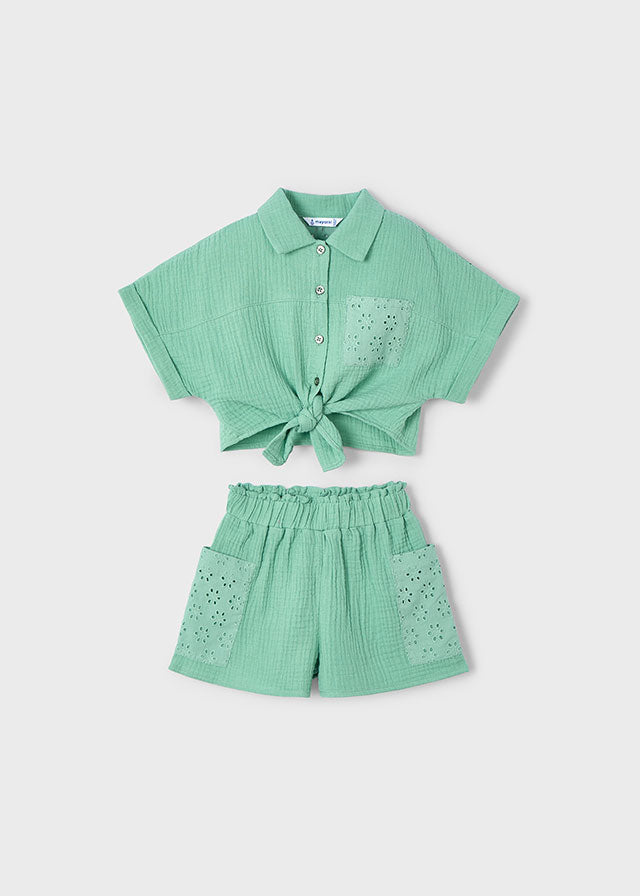 Girls Eyelet Shorts and Blouse Set