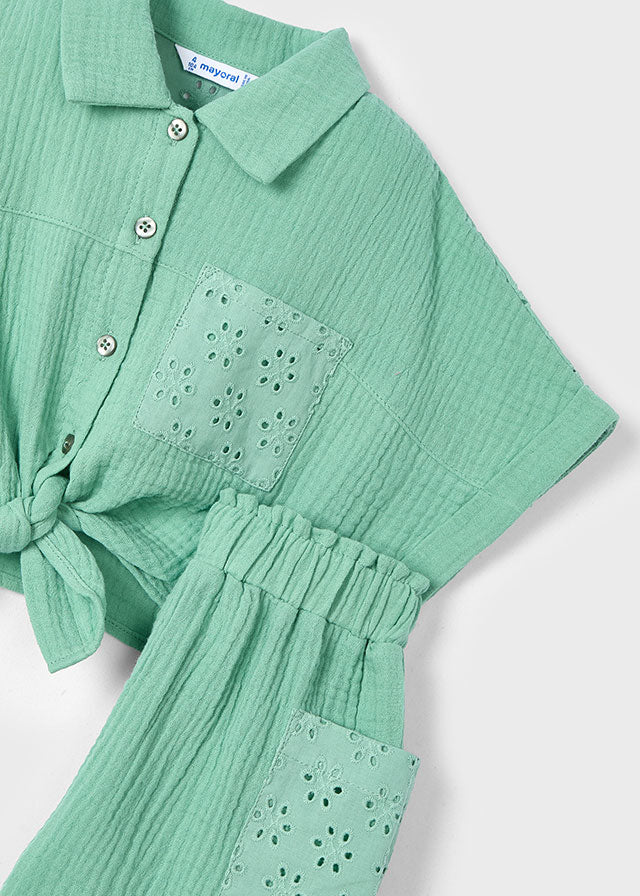 Girls Eyelet Shorts and Blouse Set
