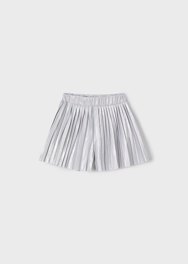 Girls Silver Pleaded Skort