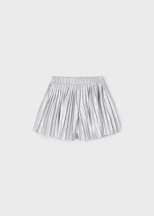 Girls Silver Pleaded Skort